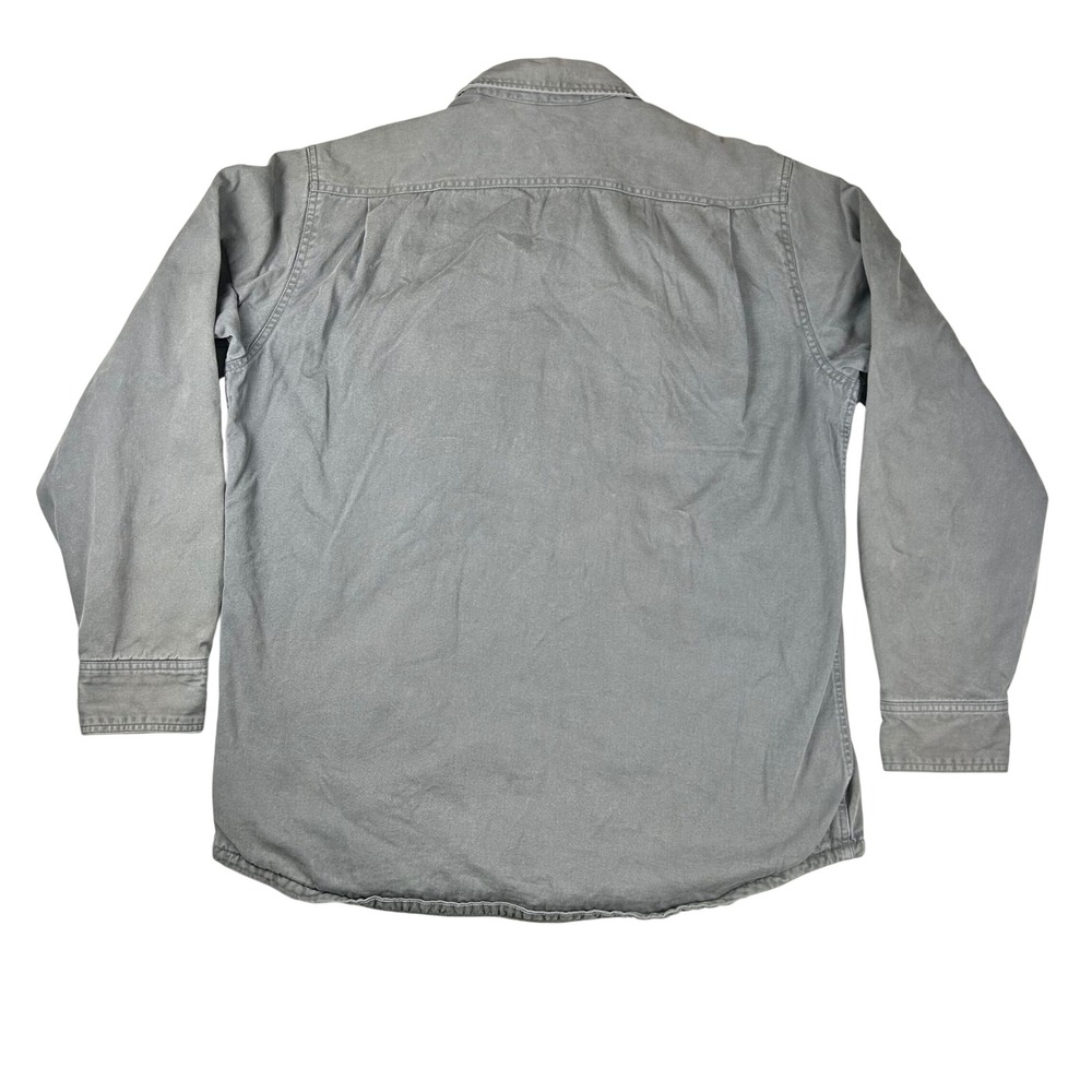 Eddie‎ Bauer Mens Tall Fleece Lined Cotton Twill Shirt Jacket Grey Stripe TL - Picture 3 of 14